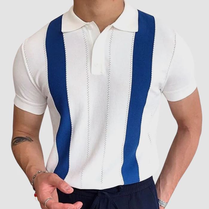 Striped Polo White-Blue T-Shirt