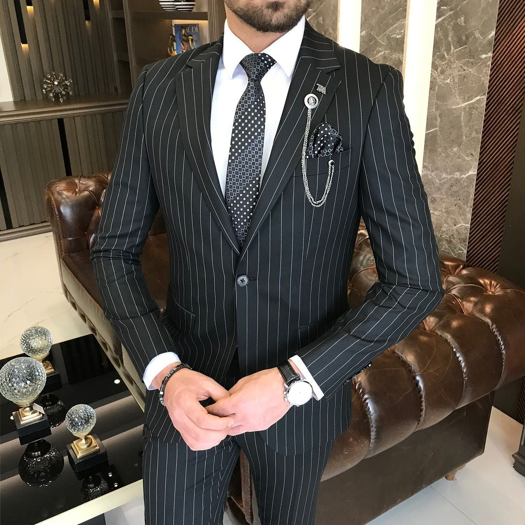 Vertical Stripes Single Breasted Blazer