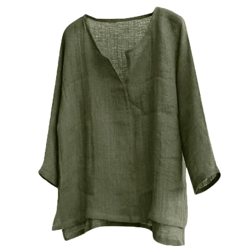 Linen Long Sleeve V-Neck Shirt