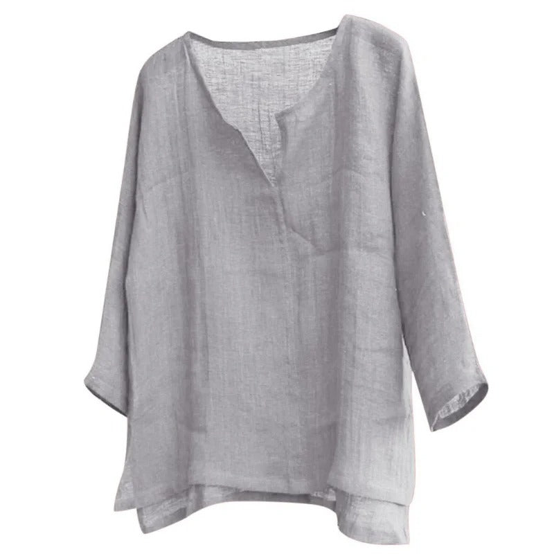 Linen Long Sleeve V-Neck Shirt