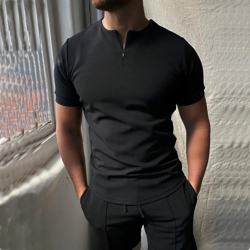 Half-Zip Casual T-Shirt