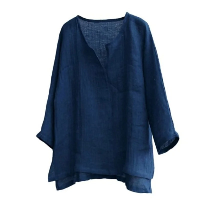 Linen Long Sleeve V-Neck Shirt